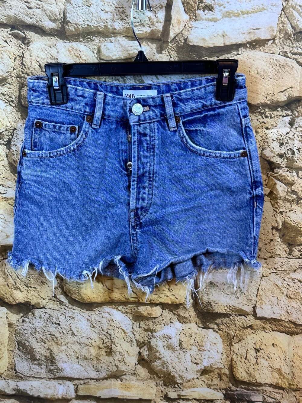 Zara Women's Blue Distressed Cut Off Denim Shorts Size 2